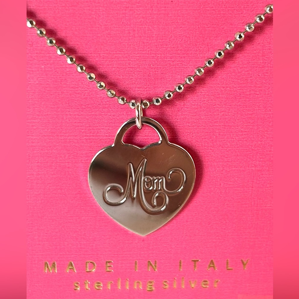❤️ NWOT Necklace Mia Fiore Italian Sterling Silver Heart With Mom Engraved …